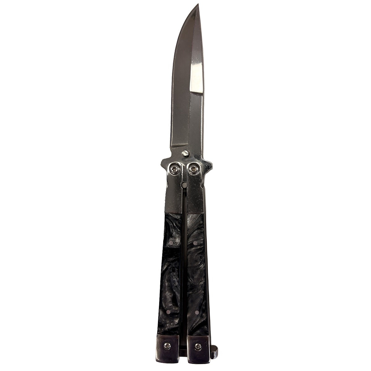 Balisong Butterfly Training Knives - Sharp Steel Blade (Black/Chrome)