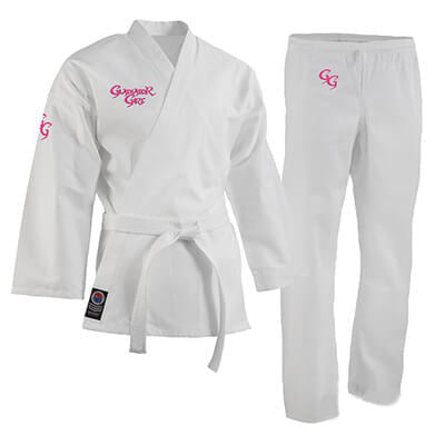ProForce Gladiator Girl 6 oz. Karate Uniform (Elastic Drawstring) - 55/45 Blend - With Free White Belt