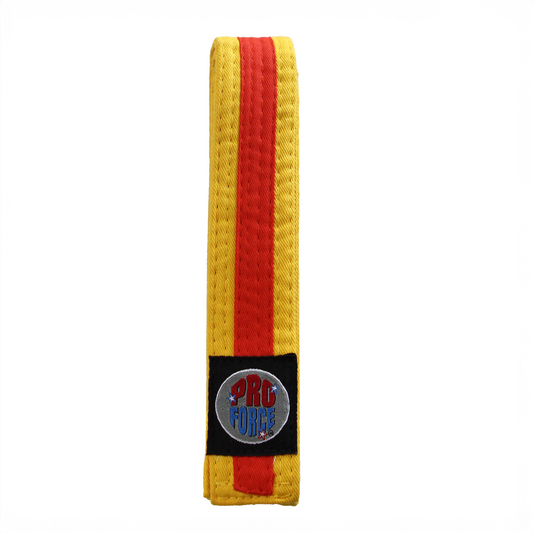 ProForce II Single Wrap 1.5" Karate Belt Yellow w/ Orange Stripe