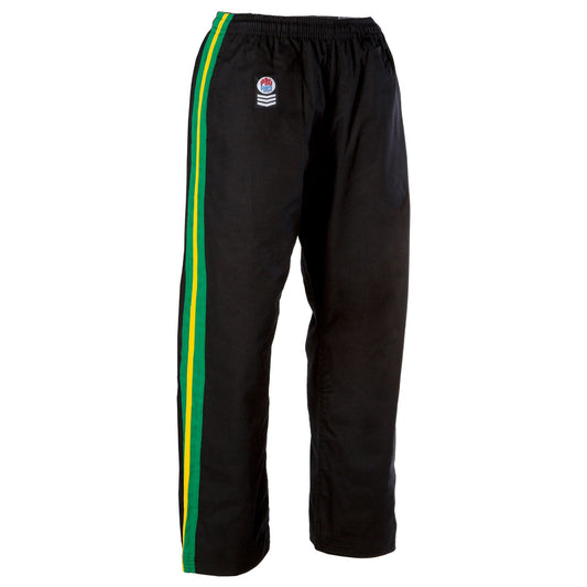ProForce Sport Demo Karate Pants Black w/Green & Yellow Stripes