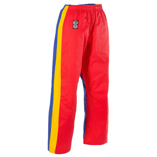 ProForce Sport Demo Karate Pants Red & Blue w/Yellow Stripe
