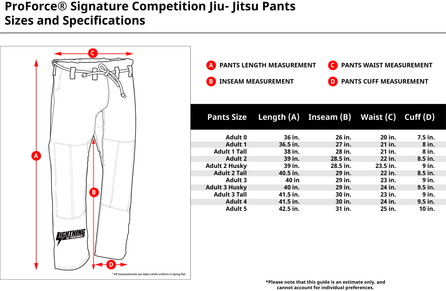 ProForce Lightning Competition Signature BJJ Pants w/ Contrast Stitching and Logos