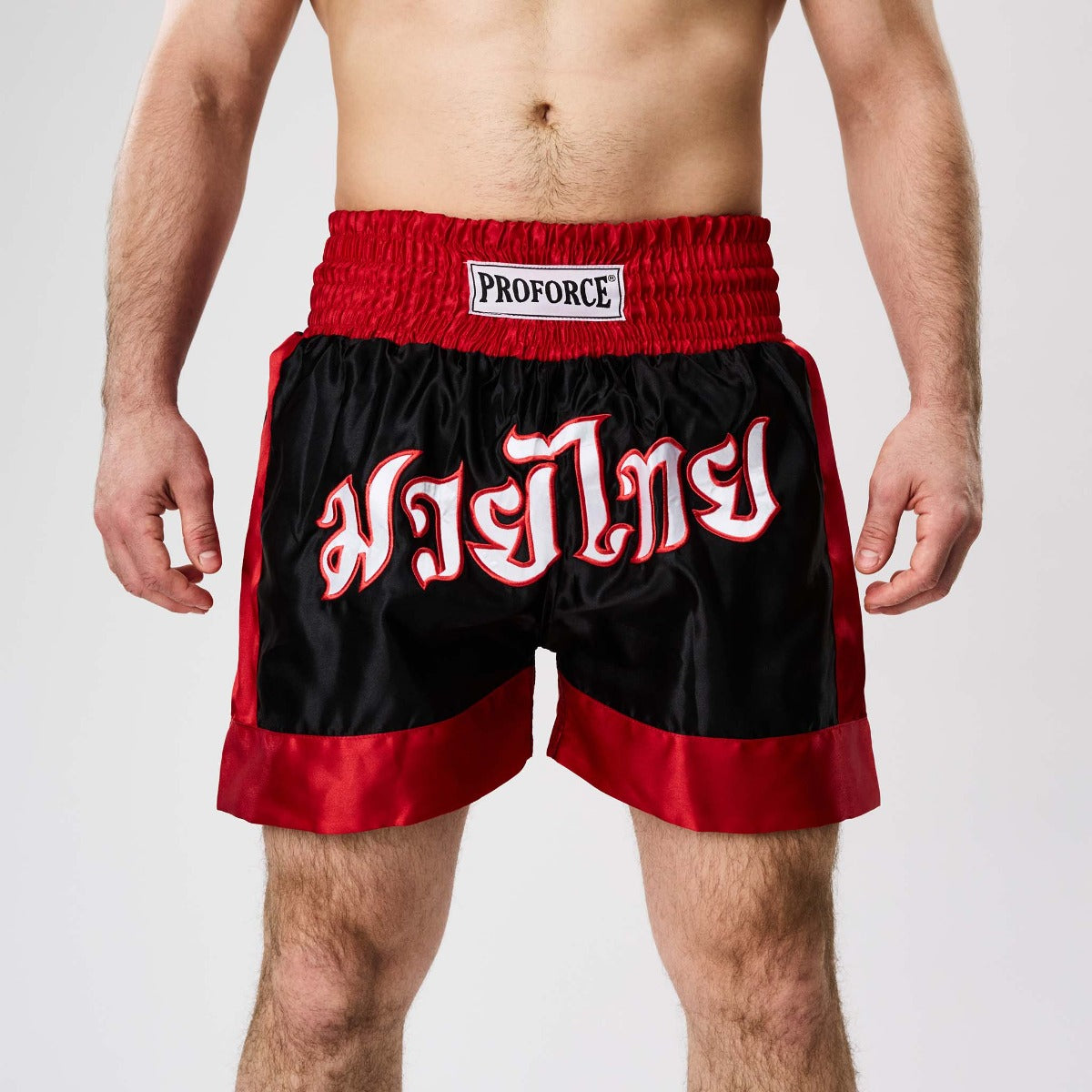 ProForce Muay Thai Shorts (Black/Red Trim)