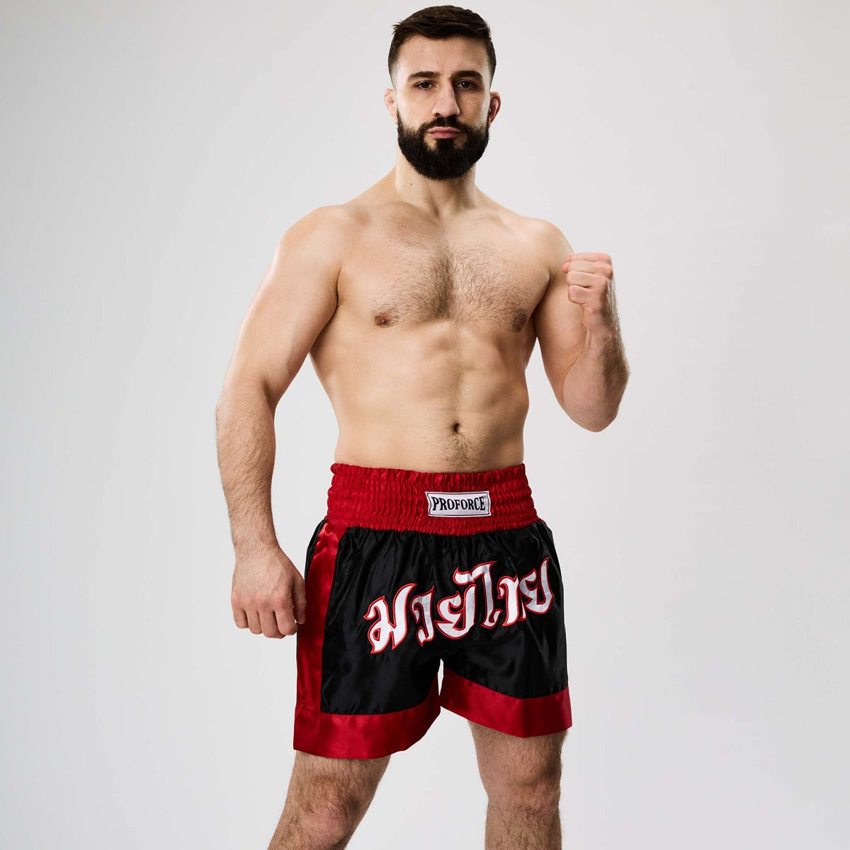 ProForce Muay Thai Shorts (Black/Red Trim)