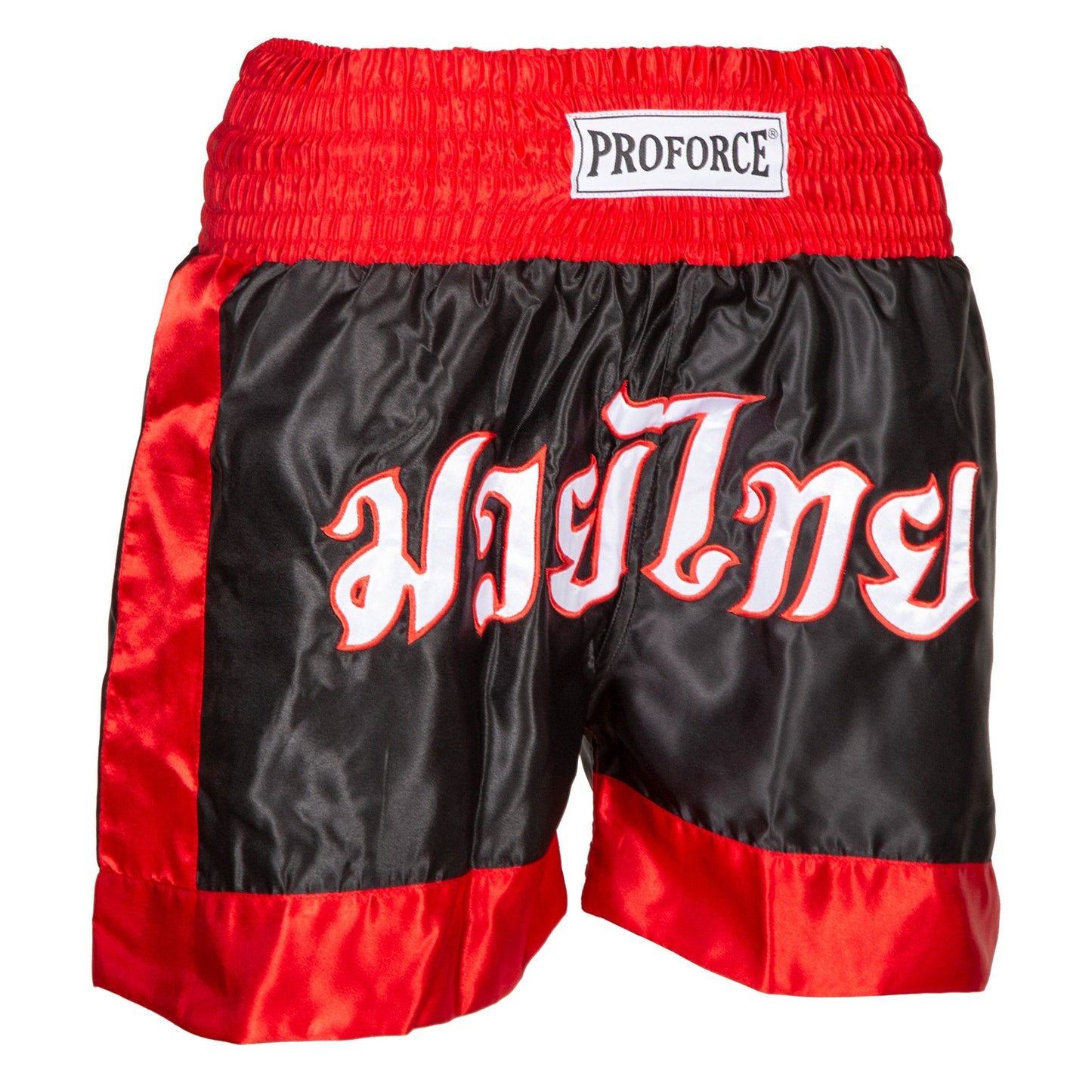 ProForce Muay Thai Shorts (Black/Red Trim)