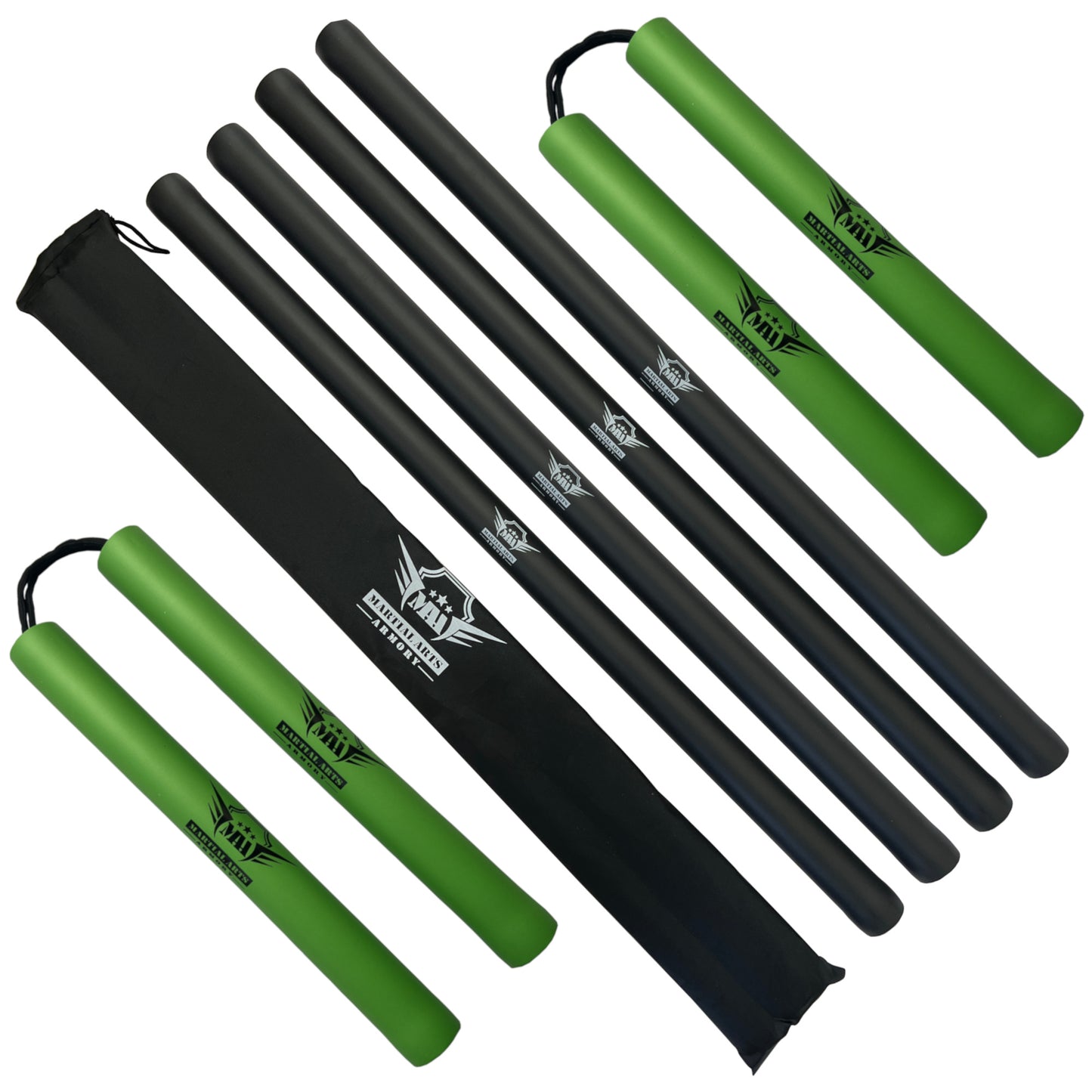 Martial Arts Armory Foam Padded Escrima and String Nunchuck Set