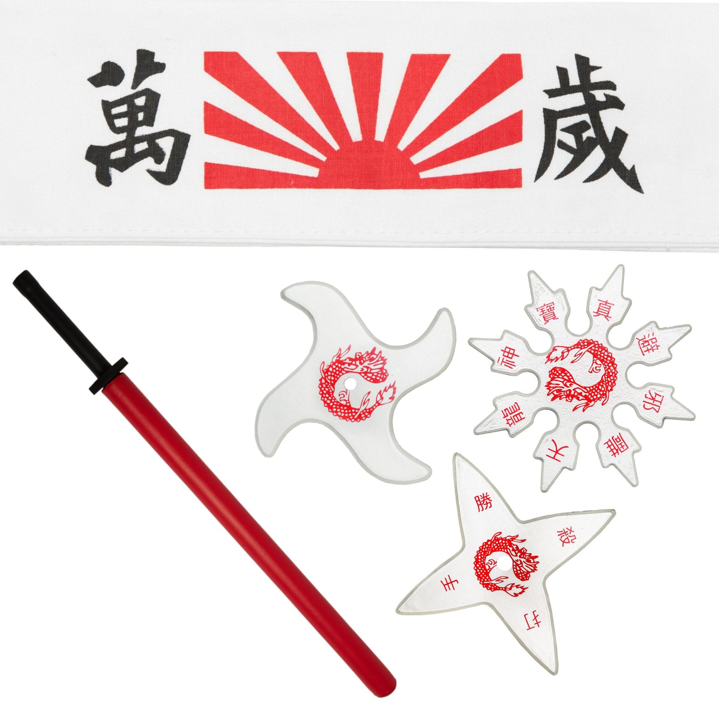Foam Sword, Rubber Ninja Stars and Headband Set