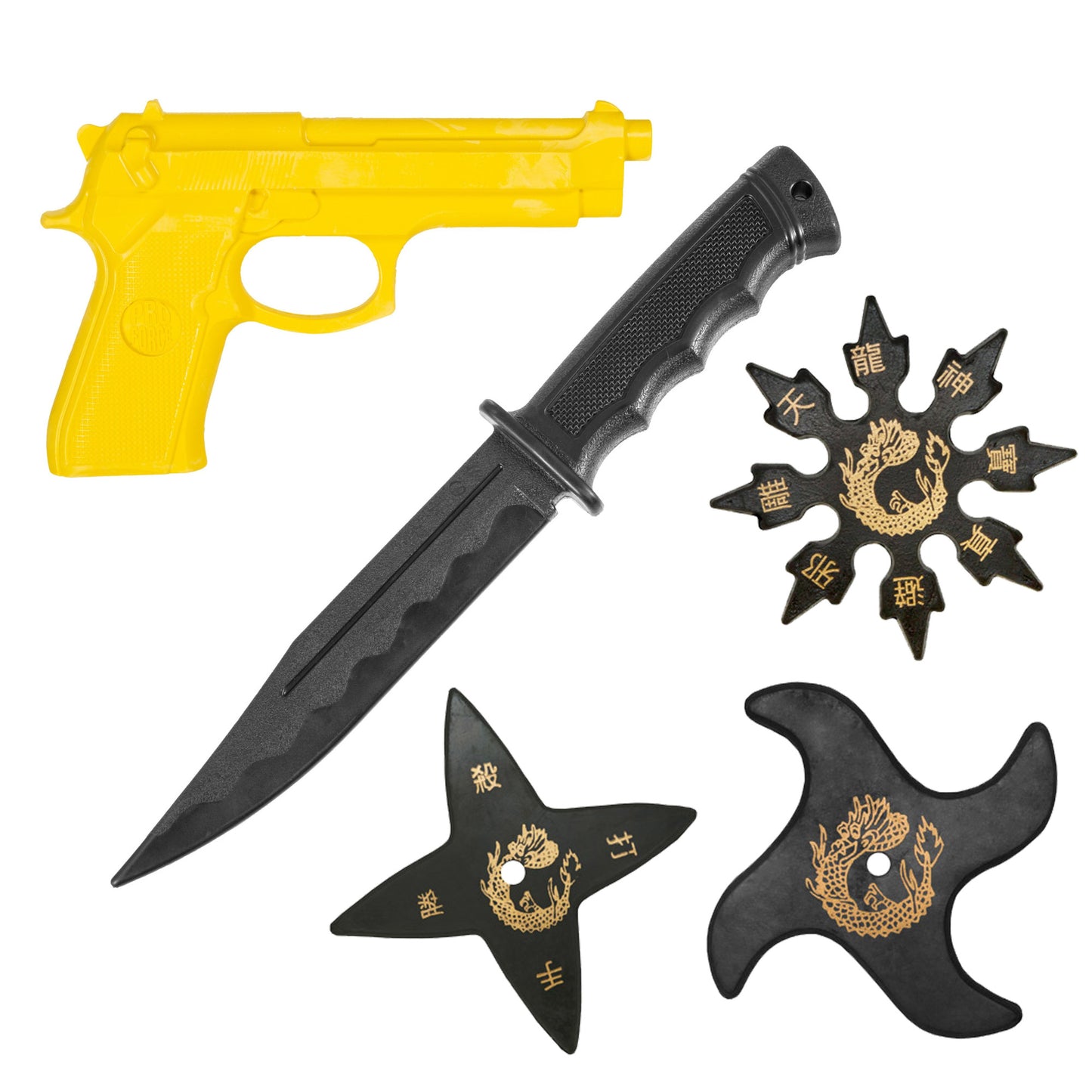 Martial Arts Tactical Set with Rubber Gun, Stars and Training Knife