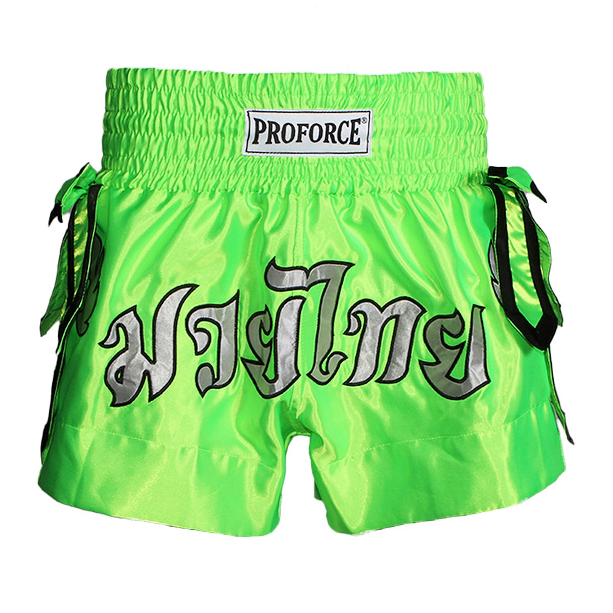 ProForce Sport Angel Wing Muay Thai Shorts w/Neon Green Bows