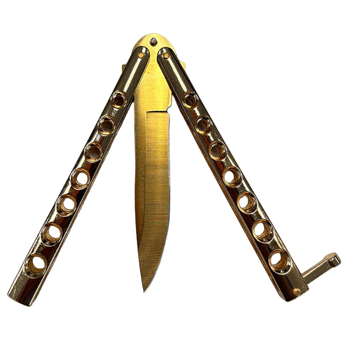 Balisong Butterfly Training Knives - Sharp Steel Blade (Gold)