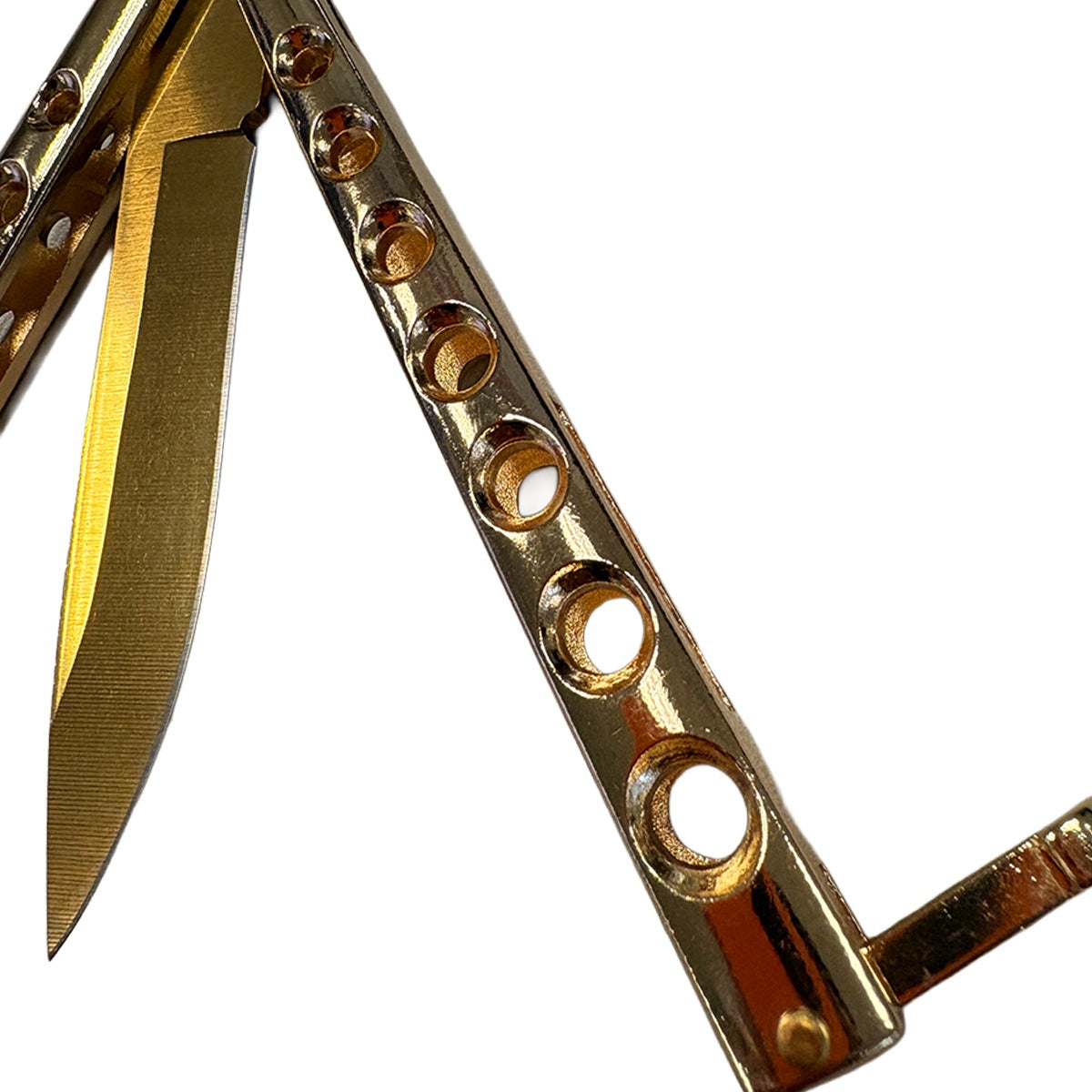 Balisong Butterfly Training Knives - Sharp Steel Blade (Gold)