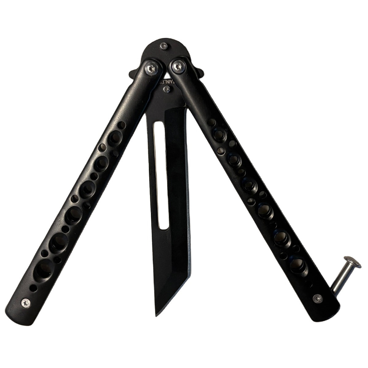 Balisong Butterfly Training Knives - Sharp Steel Blade (Black)