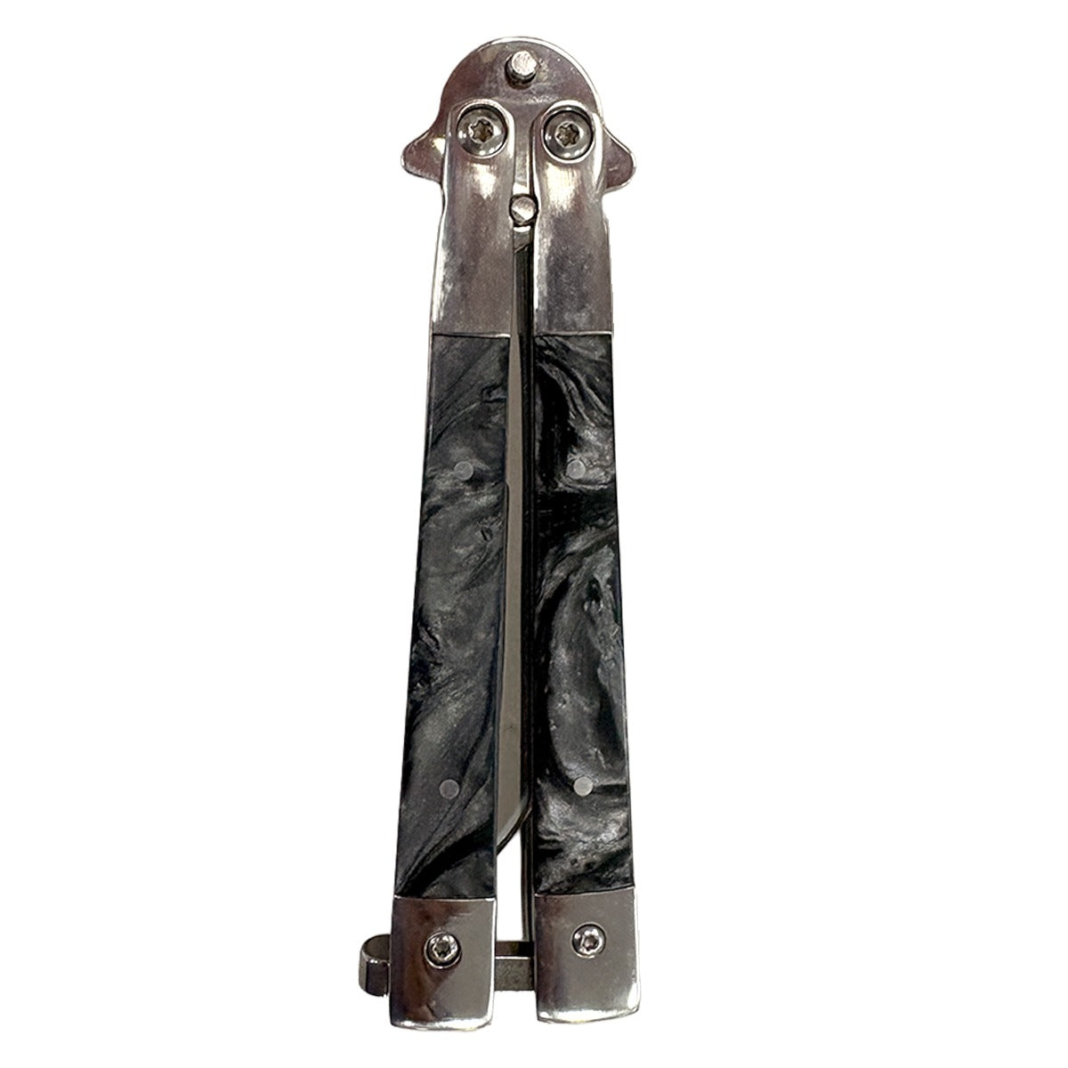 Balisong Butterfly Training Knives - Sharp Steel Blade (Black/Chrome)