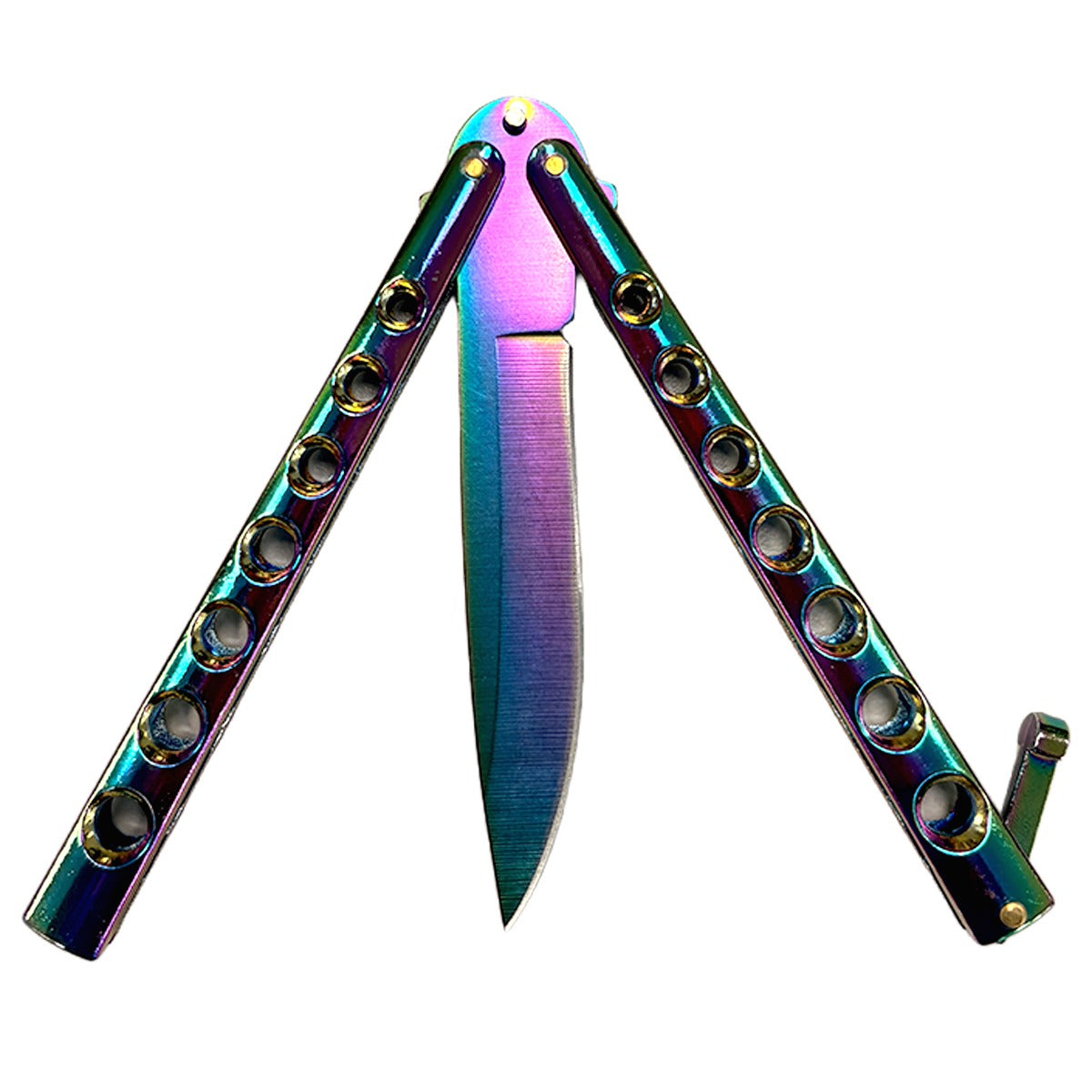 Balisong Butterfly Training Knives - Sharp Steel Blade (Rainbow)