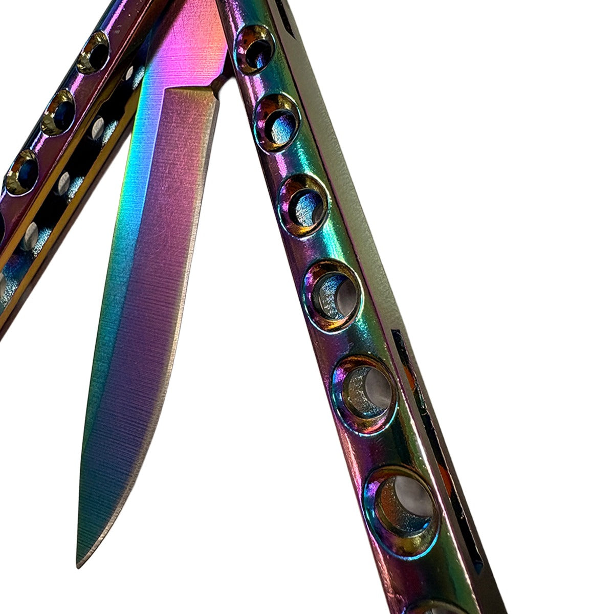 Balisong Butterfly Training Knives - Sharp Steel Blade (Rainbow)