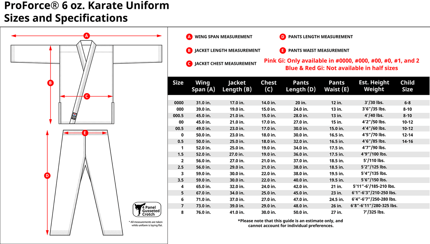 ProForce Classic Karate Uniform (Elastic Drawstring w/Free Belt) 5 oz. 60/40 Blend Blue