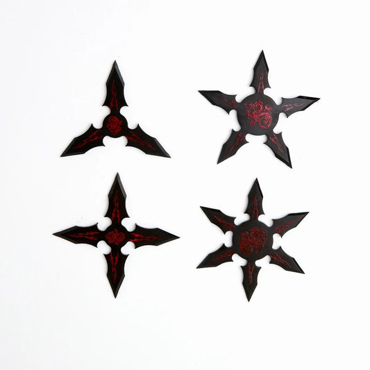 Black Dragon Throwing Star 4 Piece Set with Carrying Case