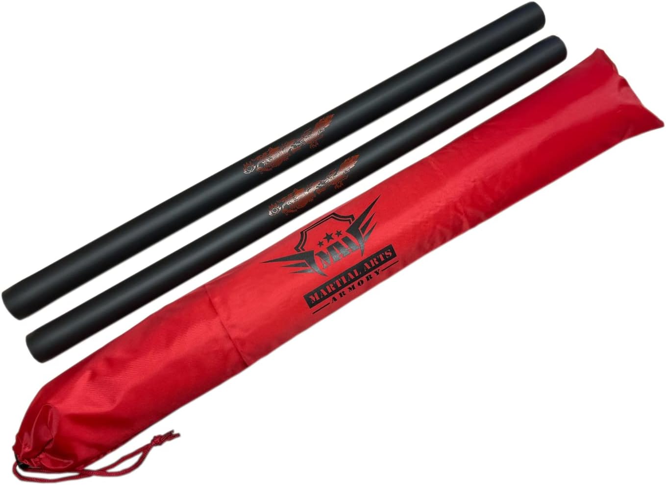 Martial Arts Armory Red Dragon Foam Padded Escrima Sticks with Carry Bag Case - Pair (26")