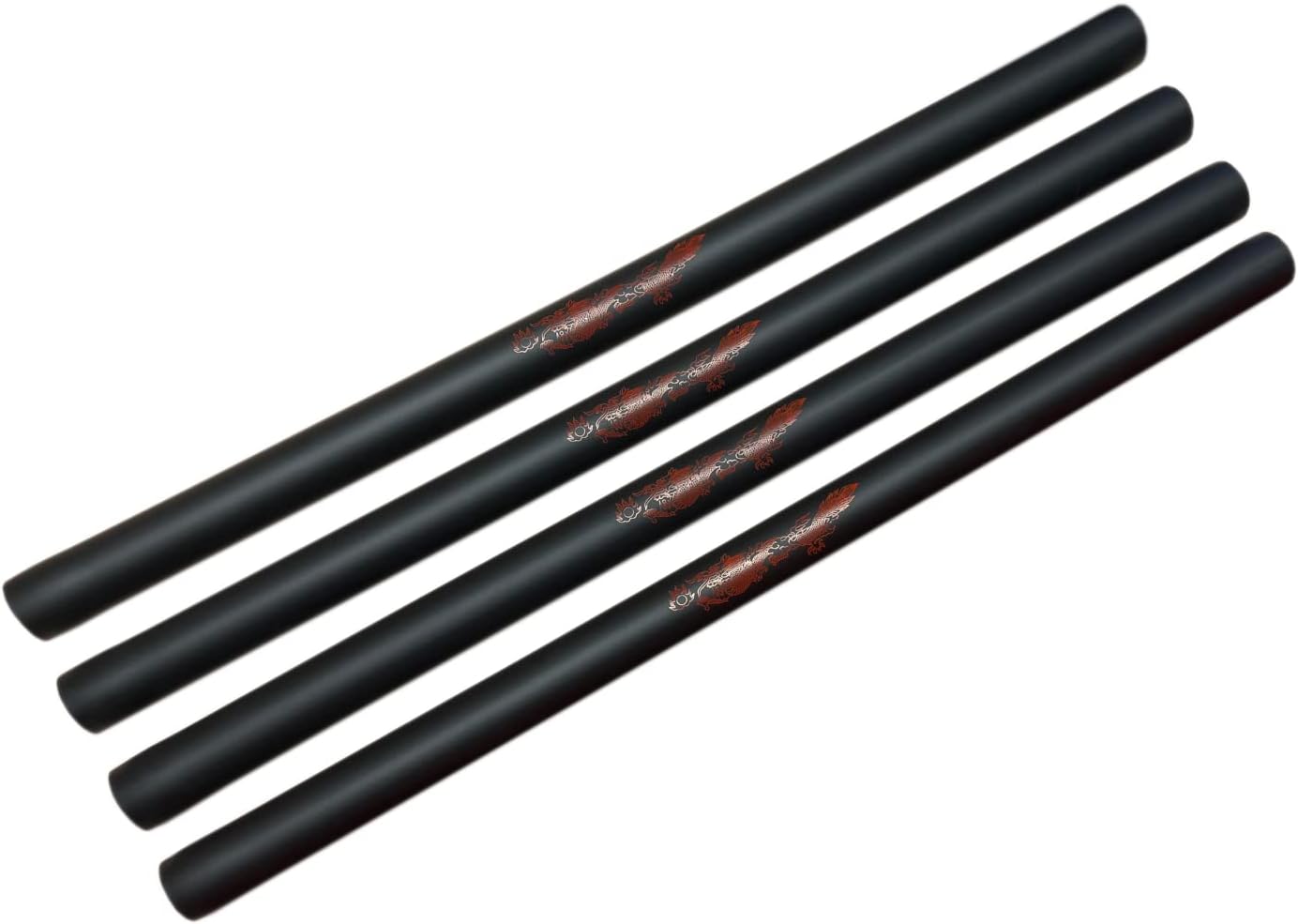 Martial Arts Armory Red Dragon Foam Padded Escrima Sticks with Carry Bag Case - 4 Pack (26")