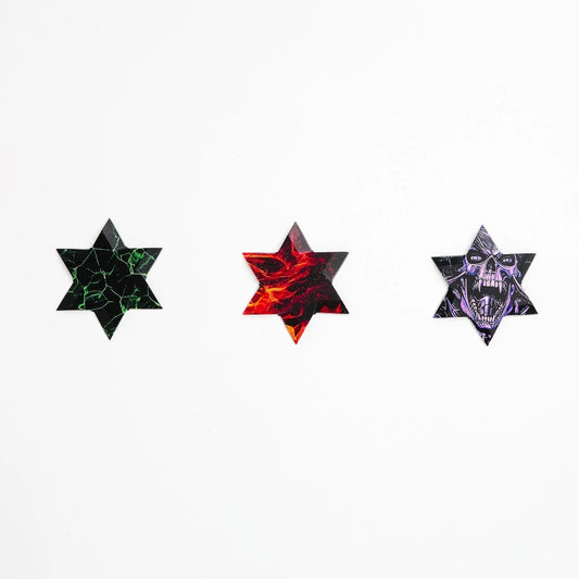 6 Point Black Throwing Stars 3 Piece Set with Carrying Case