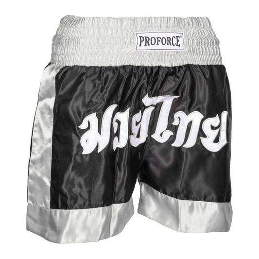 ProForce Muay Thai Shorts (Black/Grey Trim)