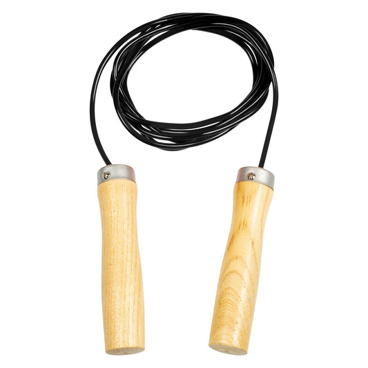 9ft Rubber Jumprope w/ Wooden Handle (Black)