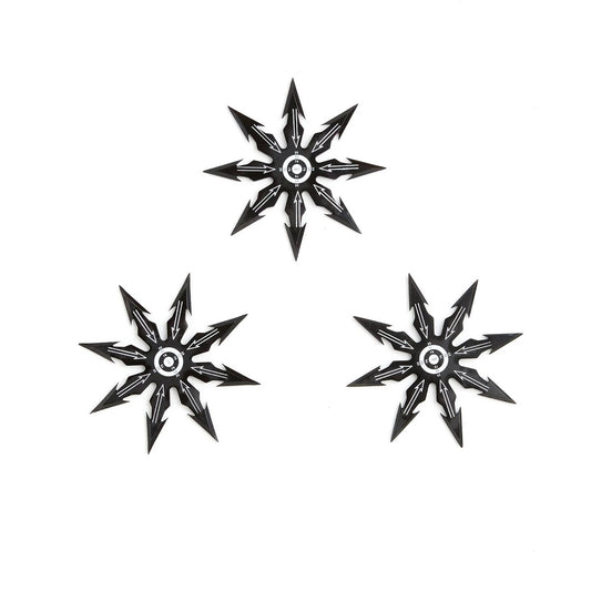 8 Point Throwing Star Set Black Stainless Steel Bulls Eye with Carrying Case