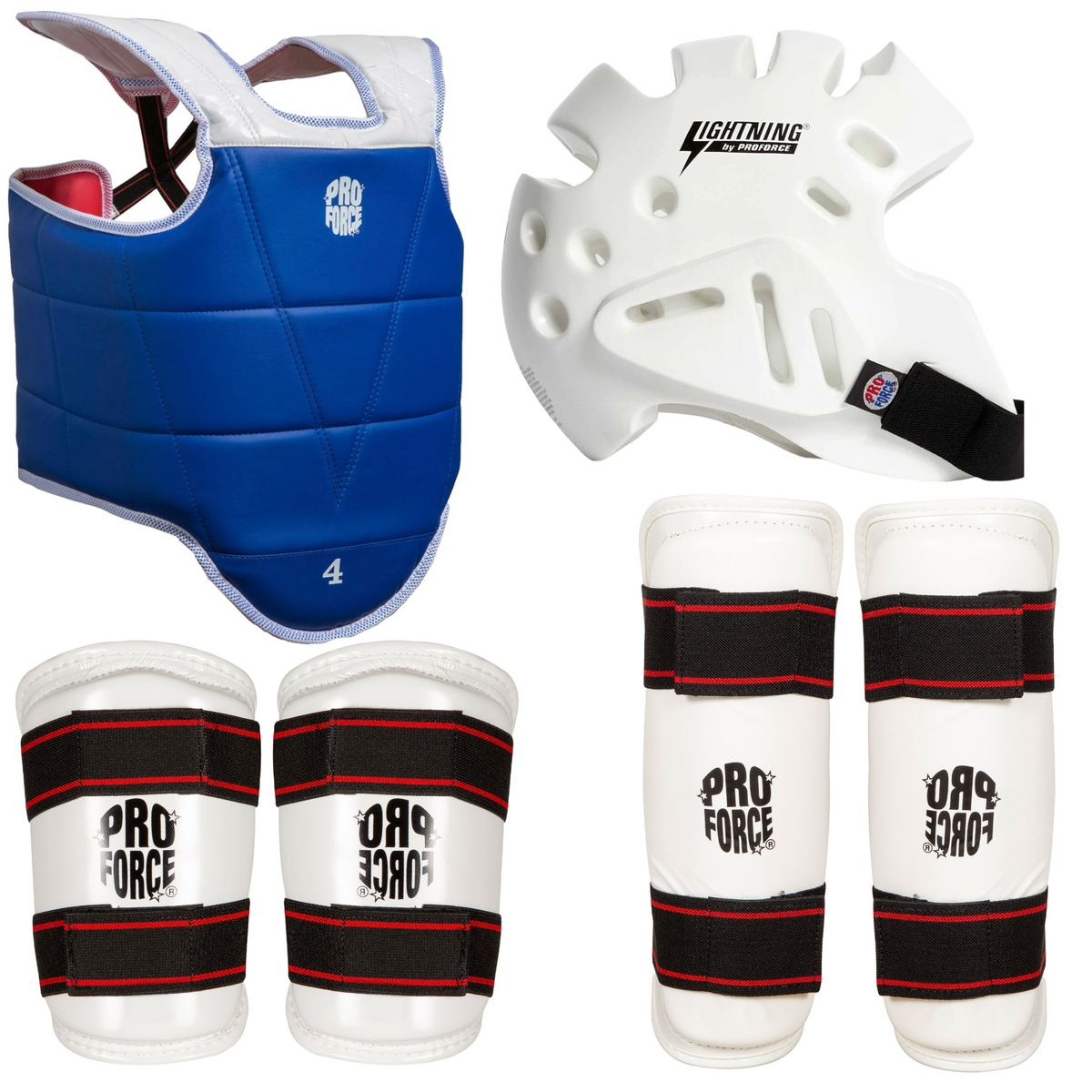 Proforce Complete Sparring Set with Head Gear, Forearm/Shin Guards and Reversible Chest Guard