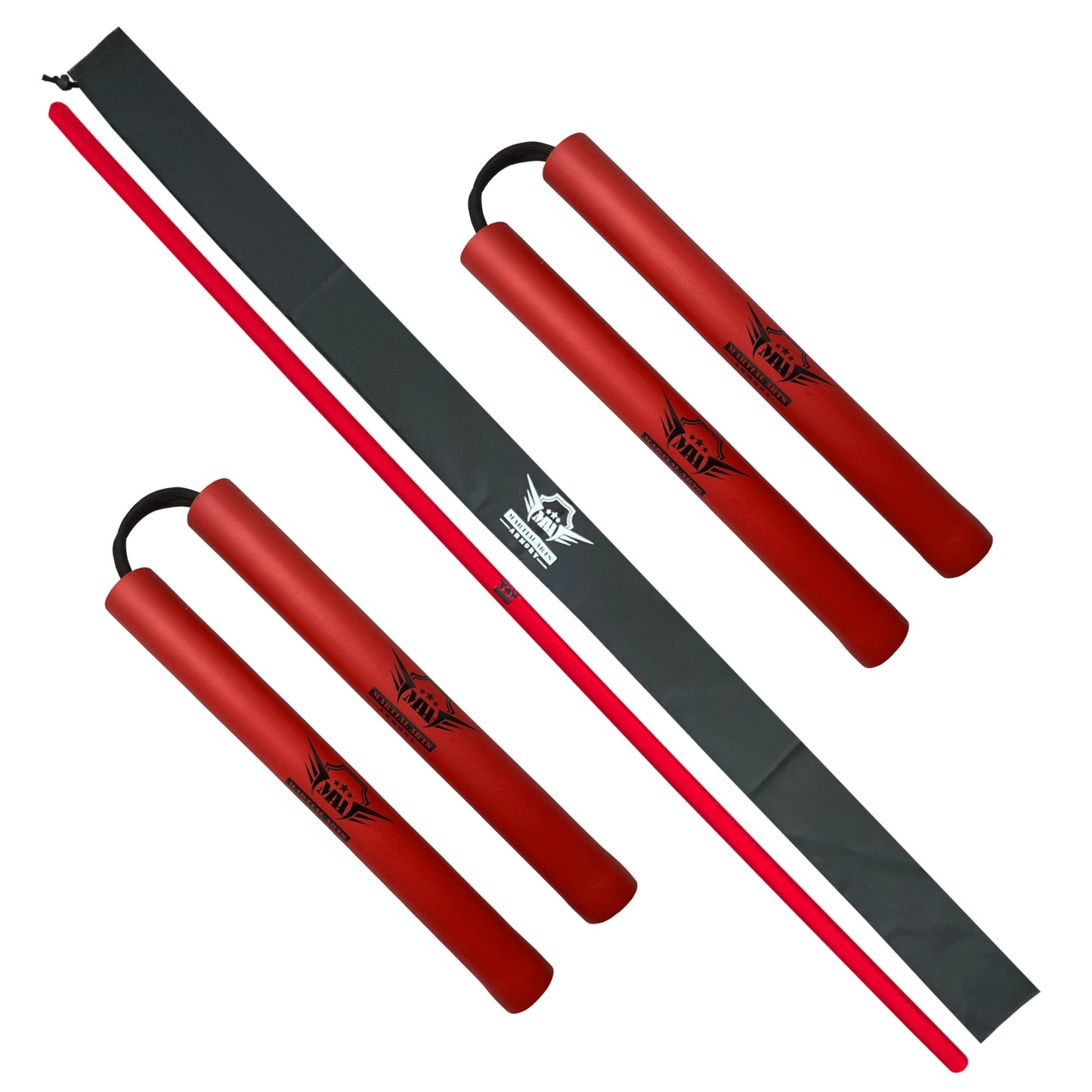 Martial Arts Bo Staff and String Nunchuck Set