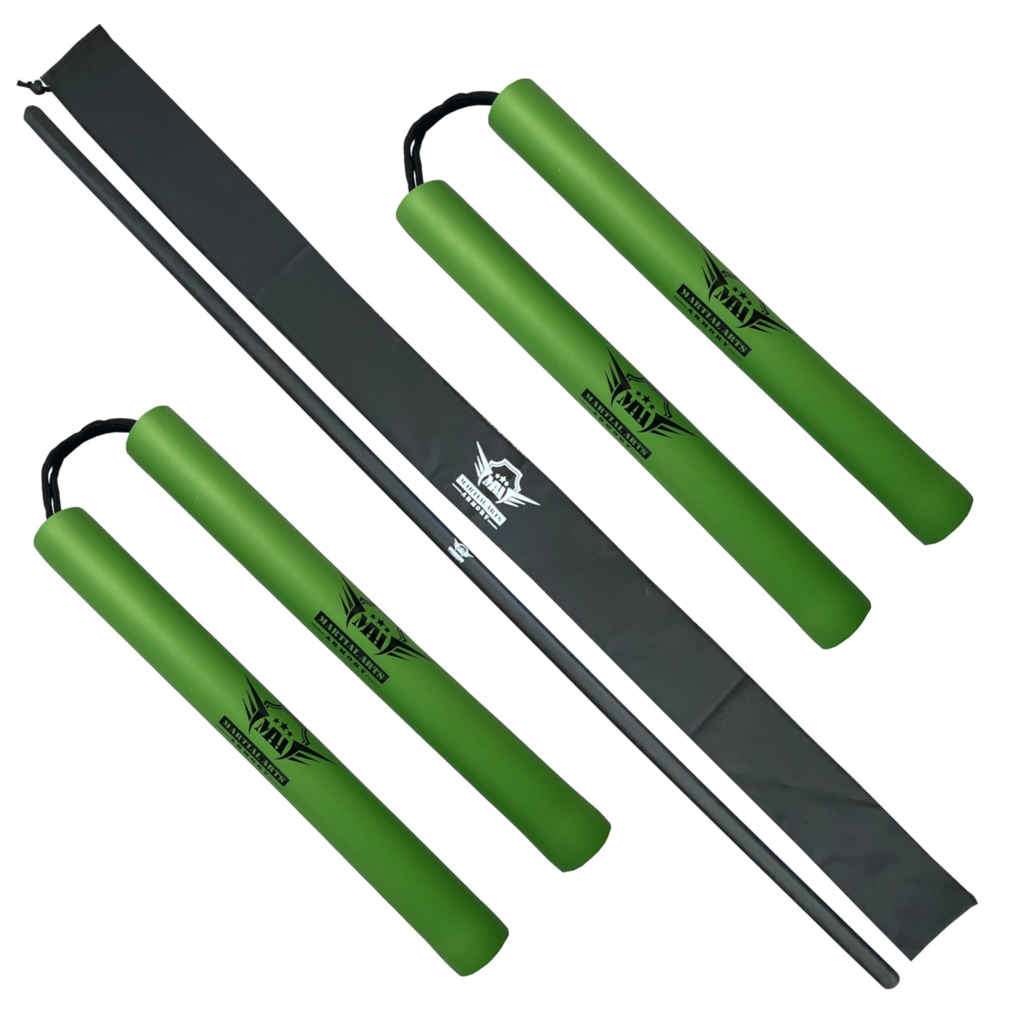 Martial Arts Bo Staff and String Nunchuck Set