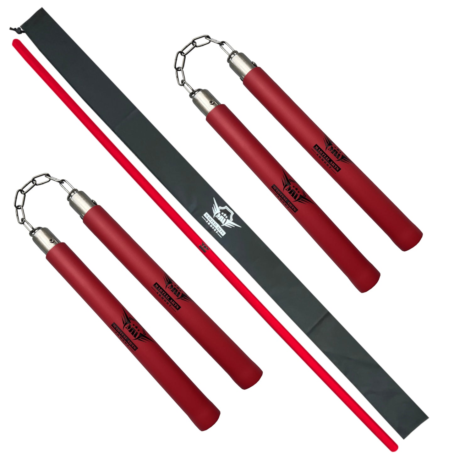 Martial Arts Bo Staff and Chain Nunchuck Set