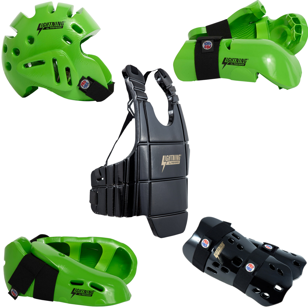 Proforce Lightening Full Sparring Gear Set - Green