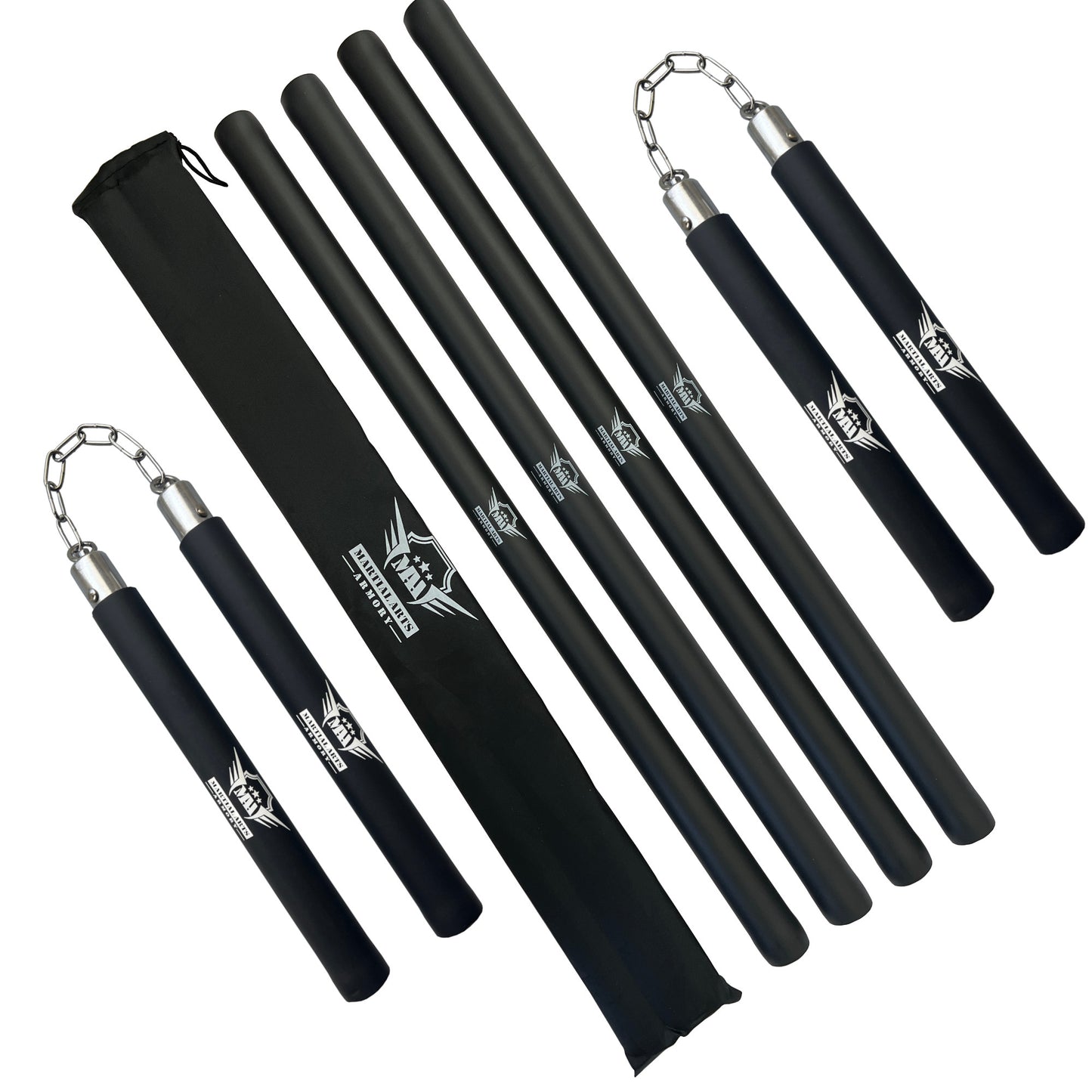 Martial Arts Armory Foam Padded Escrima and Chain Nunchuck Set