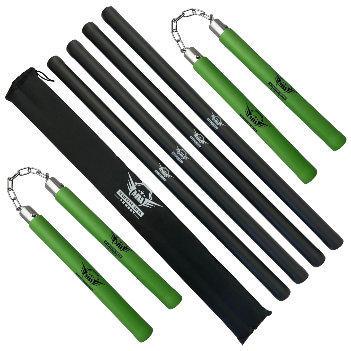 Martial Arts Armory Foam Padded Escrima and Chain Nunchuck Set