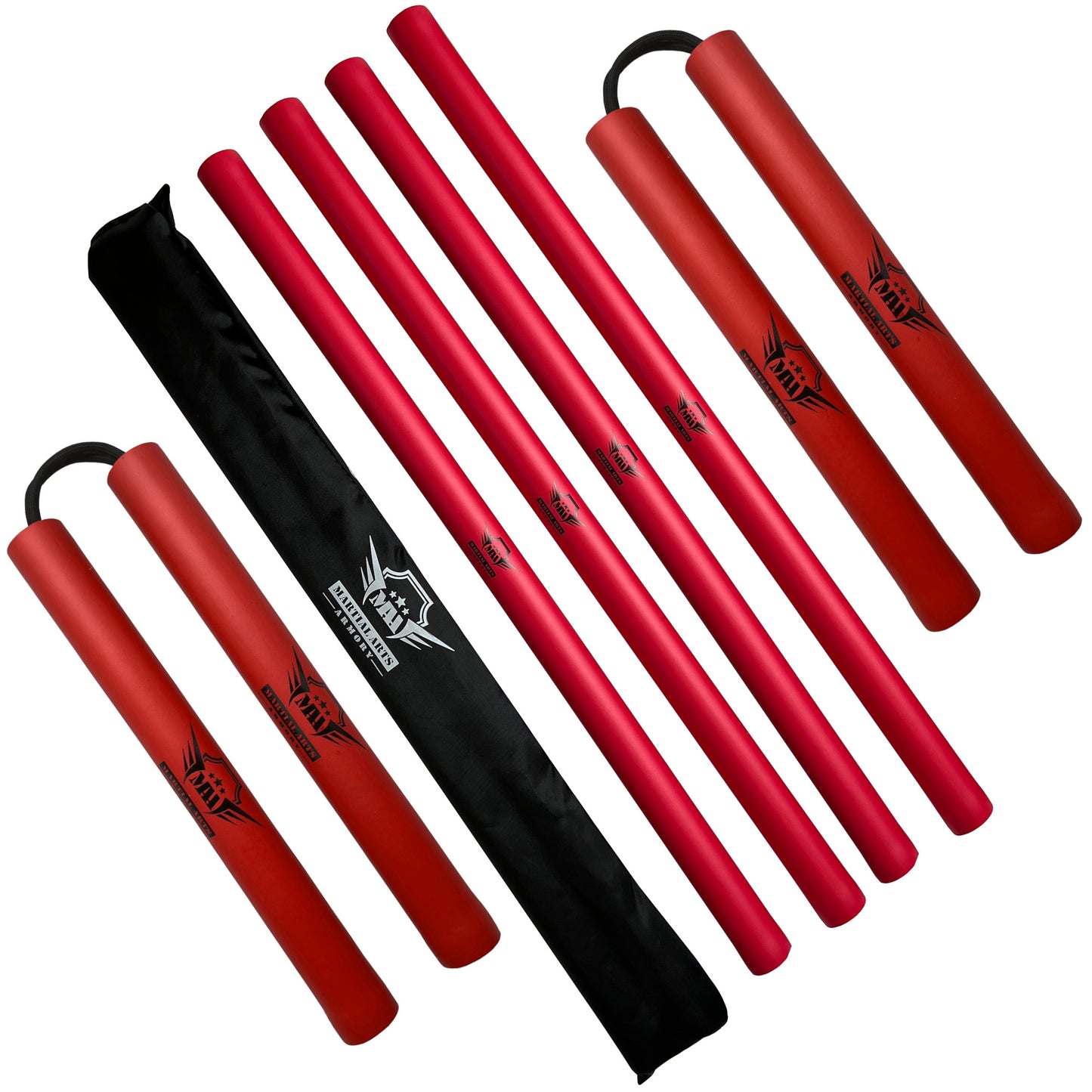 Martial Arts Armory Foam Padded Escrima and String Nunchuck Set