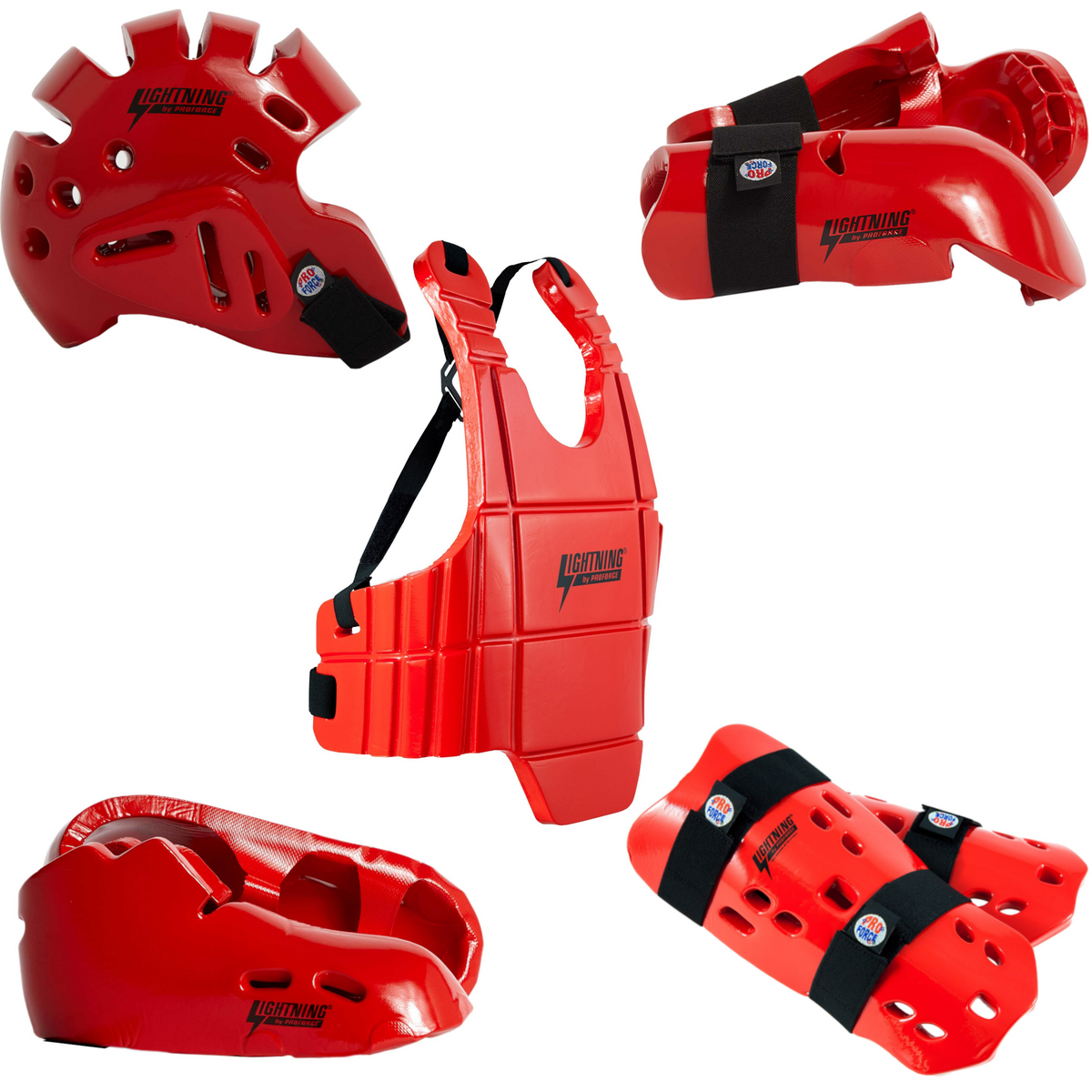 Proforce Lightening Full Sparring Gear Set - Red