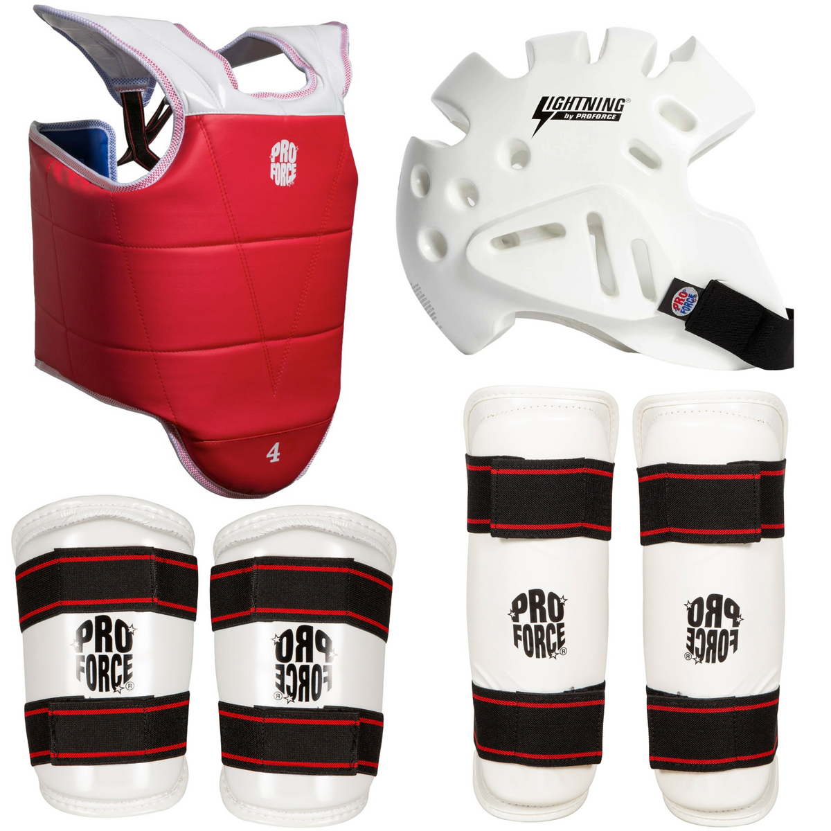 Proforce Complete Sparring Set with Head Gear, Forearm/Shin Guards and Reversible Chest Guard