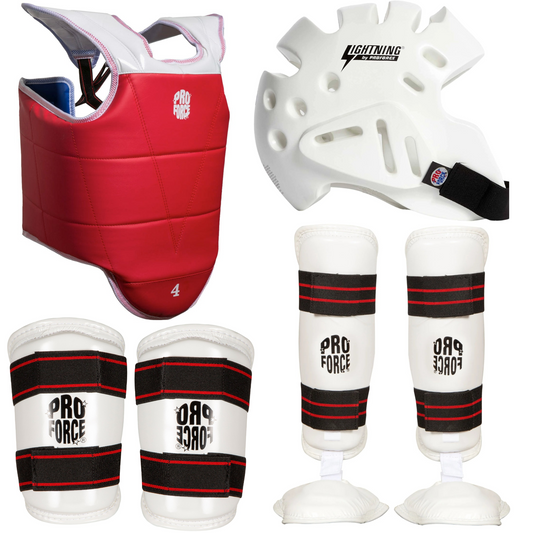 Proforce Complete Sparring Set with Head Gear, Forearm/Shin Instep Guards and Reversible Chest Guard