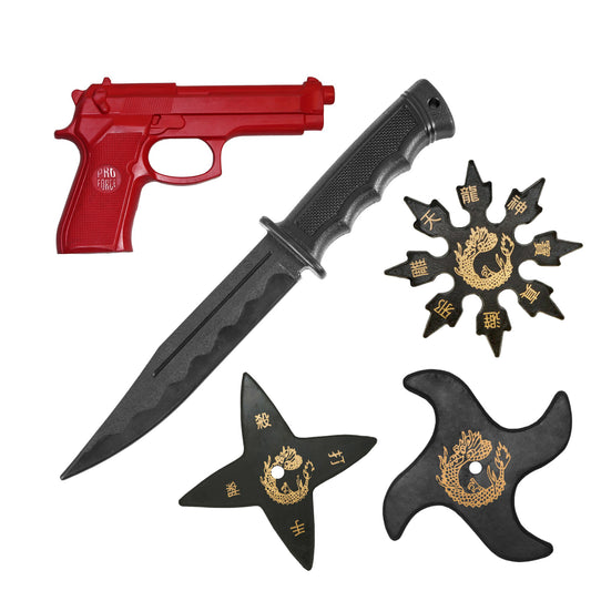 Martial Arts Tactical Set with Rubber Gun, Stars and Training Knife