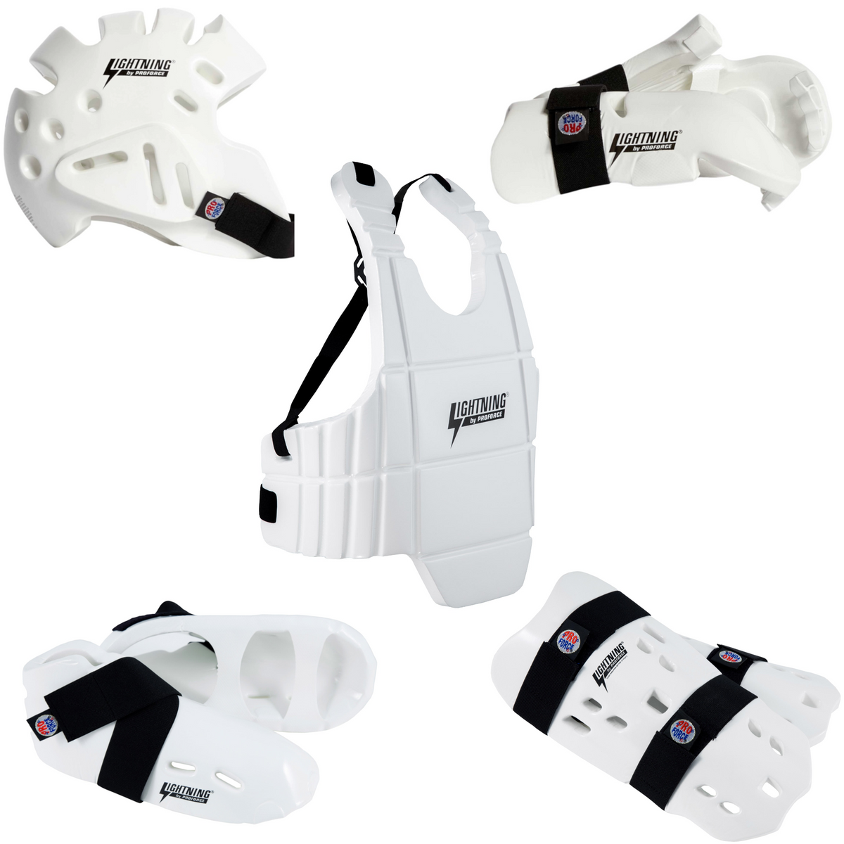 Proforce Lightening Full Sparring Gear Set - White
