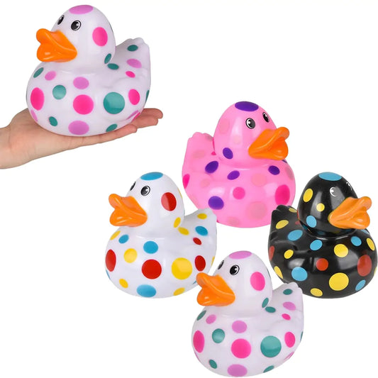 6" Polka Dot Rubber Ducky - Assorted Styles & Colors (Sold Individually)
