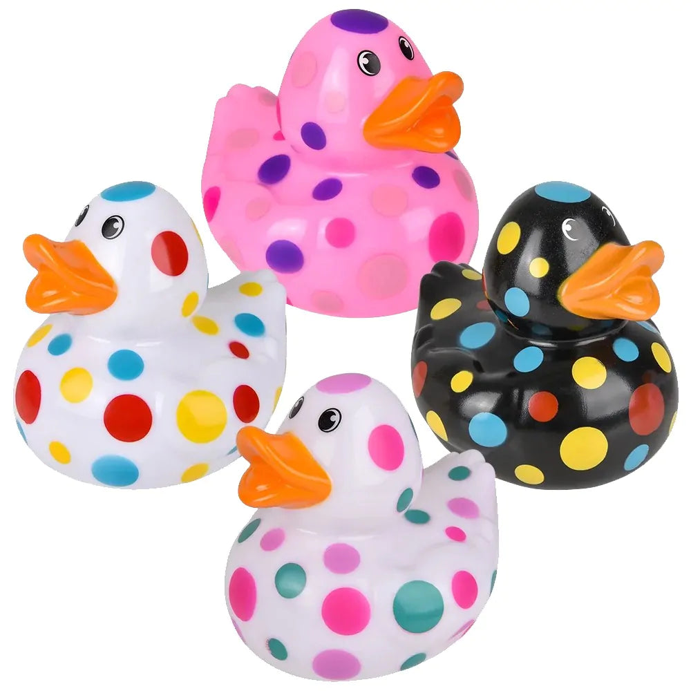 6" Polka Dot Rubber Ducky - Assorted Styles & Colors (Sold Individually)