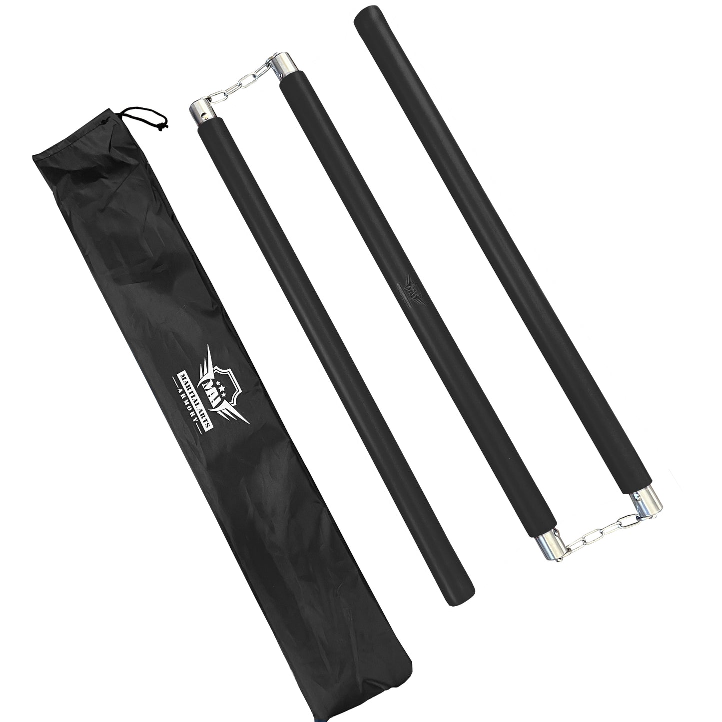 Martial Arts Armory Foam Padded Three Section Bo Staff for Safe Practice Training with Carry Bag Case - Black