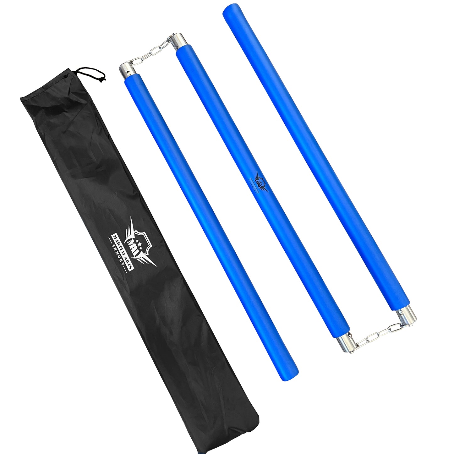 Martial Arts Armory Foam Padded Three Section Bo Staff for Safe Practice Training with Carry Bag Case - Blue