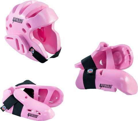 Lightning Pink Karate Taekwondo Sparring Gear Set Package Deal Child and Adult